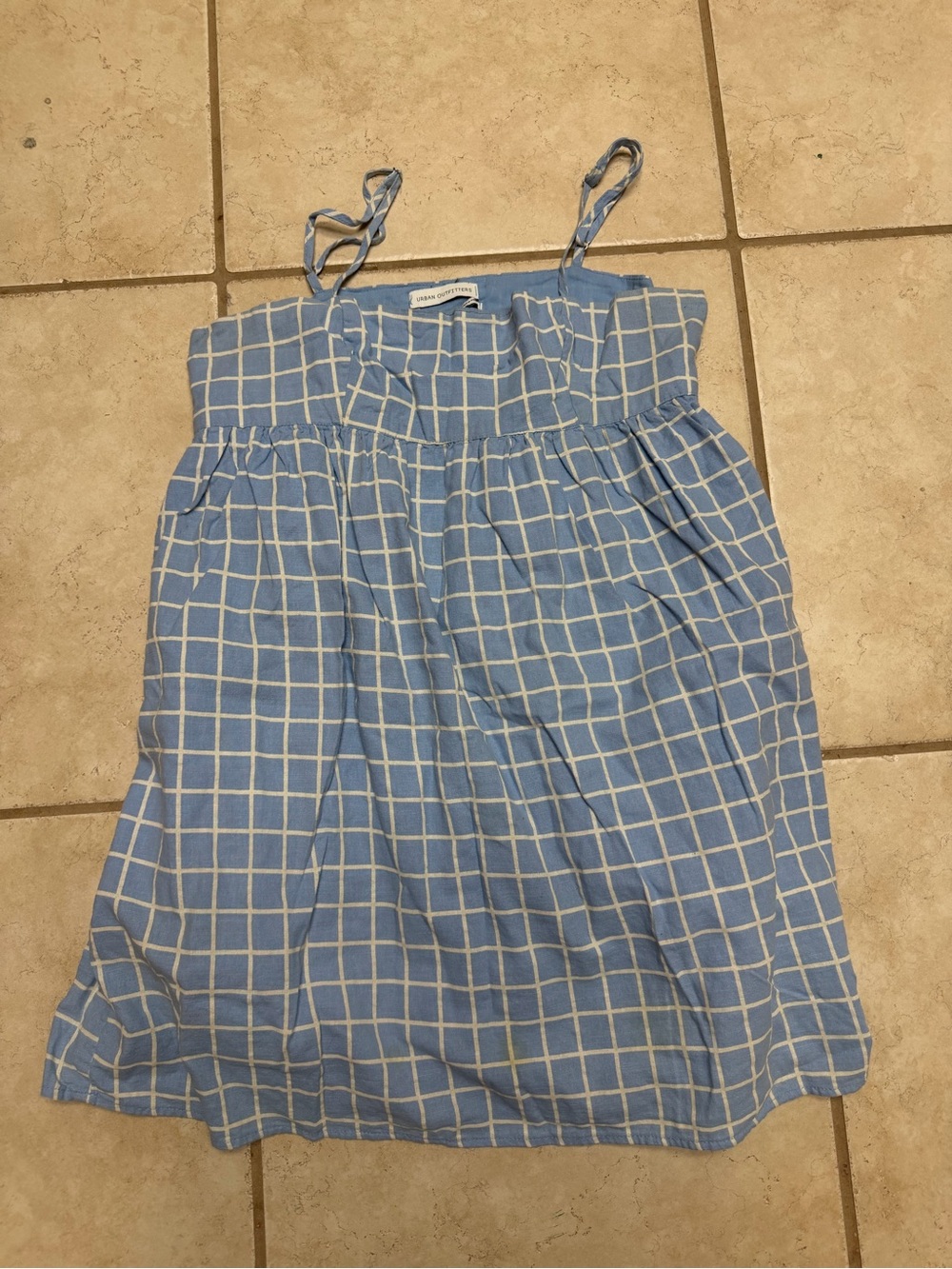 Urban Outfitters Blue Windowpane Check dress with Spaghetti Straps